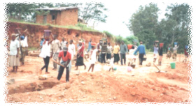 The community in Nkor are working hard together to build the new school
